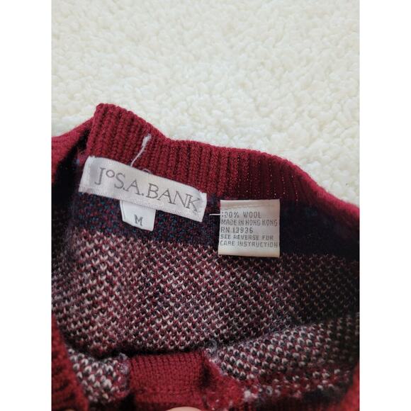Jos. A. Bank Womens Wool Sweater Cardigan Sz M Southwestern Red Warm Daek - Picture 5 of 9